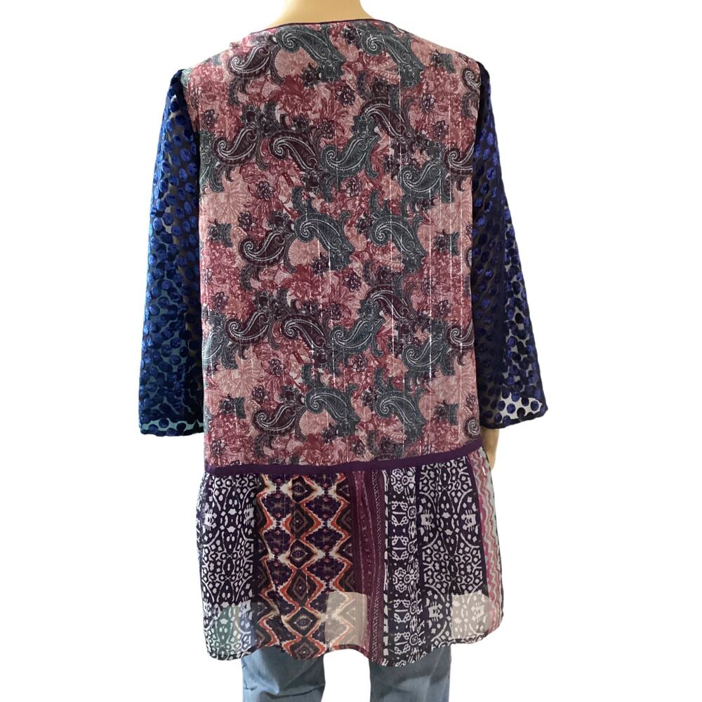 Soft Surroundings Boho Patchwork Blouse With Shee… - image 3